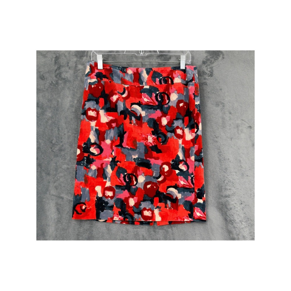 Vanessa Virginia Skirt Womens Size 2 Floral Corduroy Straight Pencil Office Zip